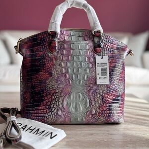 Brahmin Large Duxbury Crocodile Embossed Satchel